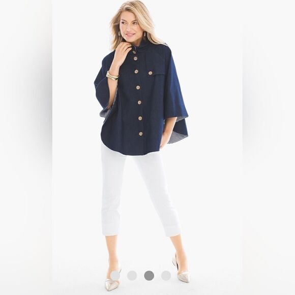 CHICO'S Elise Denim Cape - Size O/S - Picture 1 of 9